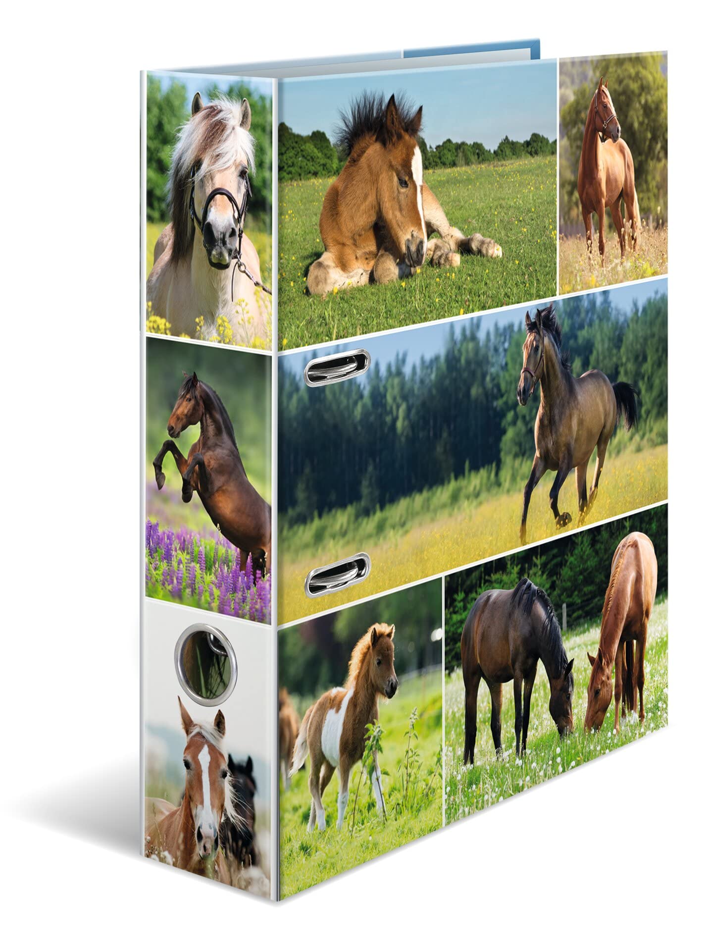 HERMA Lever Arch File Animal Worlds with Horse Meadow Motif, A4, 70 mm Spine, with Inner Print, 1 Folder