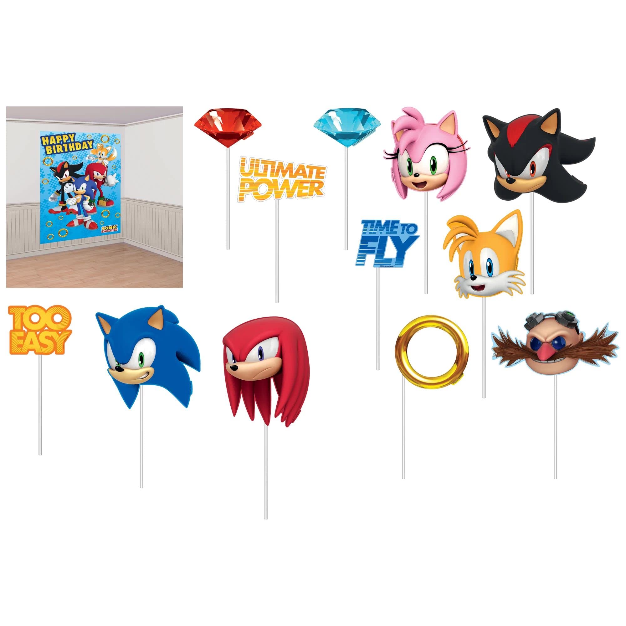 Amscan 671329 Sonic Scene Setter With Props-137cm x 165cm | Multicolor | 16 Pcs