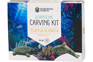 STUDIOSTONE CREATIVE DIY Arts & Crafts Carving Kit Kids Adults Turtle & Orca Sculpture Soapstone
