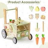 ROBURD Farm Themed Baby Walker Wooden Toddler Push Toy with Adjustable Height view 8