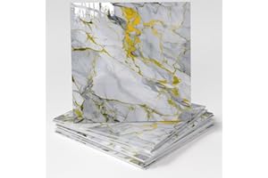 UNIGG 10-Pack Peel and Stick Gilded White Marble Tiles (11.8" x 11.8") – 9.8 Sq. Ft. Waterproof PVC Shower & Backsplash Tiles for Bathroom, Kitchen, and Living Room – Self-Adhesive, Easy Installation