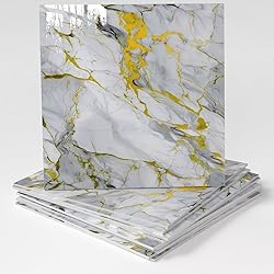 20-Pack Peel and Stick Gilded White Marble Tiles