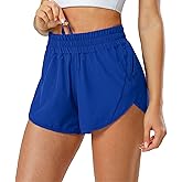Aurefin Athletic Shorts for Women,Women's Quick Dry Workout Sports Active Running Track Shorts with Elastic and Zip Pockets