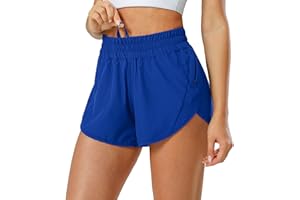 Aurefin Athletic Shorts for Women,Women's Quick Dry Workout Sports Active Running Track Shorts with Elastic and Zip Pockets