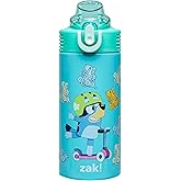 Zak Designs Bluey Sage Kids Water Bottle For School or Travel, 14oz Stainless Steel Water Bottle With Straw, Handle, and Leak-Proof, Pop-Up Spout Cover (Bluey & Bingo)