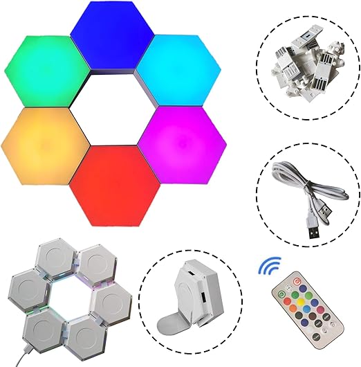 lampara led de pared mini luz tactil hexagonal lamparas modulares sensibles al tacto luz nocturna luz creativa decoracion del hogar hexagonos