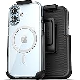 Encased Belt Case Compatible with iPhone 16, Magnetic Cover with Belt Clip Phone Holster, Compatible with MagSafe (Crystal Clear)