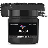 Rolio Premium Mica Powder - Graphite Black (50G / 1.76oz) - 1 Jar of Black Mica Pigment Powder for Epoxy Resin, Dye, Soap Making, Nail Polish, Paint, Candle Making, Bath Bombs, Slime