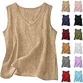 Women Cotton Linen Tank Tops V Neck Loose Causal Sleeveless Summer Shirts Gauze Shirts Camisole 2026