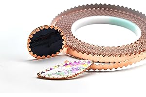 GONGWANTON Black Backed Double Edged Scalloped Copper Foil for Stained Glass Project, DIY Crafting (7/32 Double Scalloped)