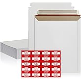 25 Pack 12.75x15 Inches Rigid Mailers – Self Adhesive White Cardboard Mailers – Used as Mailing Supplies for Mailing Documents, Photos, CDs, Magazines and Literature