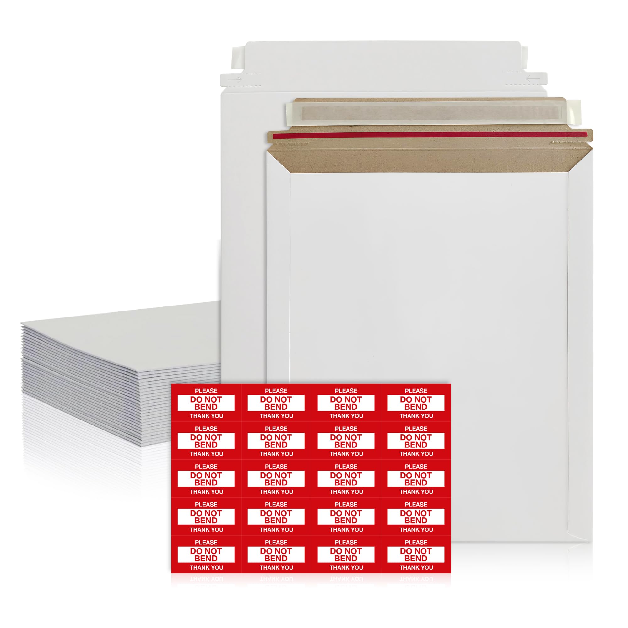 Photo 1 of 25 Pack 12.75x15 Inches Rigid Mailers – Self Adhesive White Cardboard Mailers – Used as Mailing Supplies for Mailing Documents, Photos, CDs, Magazines and Literature