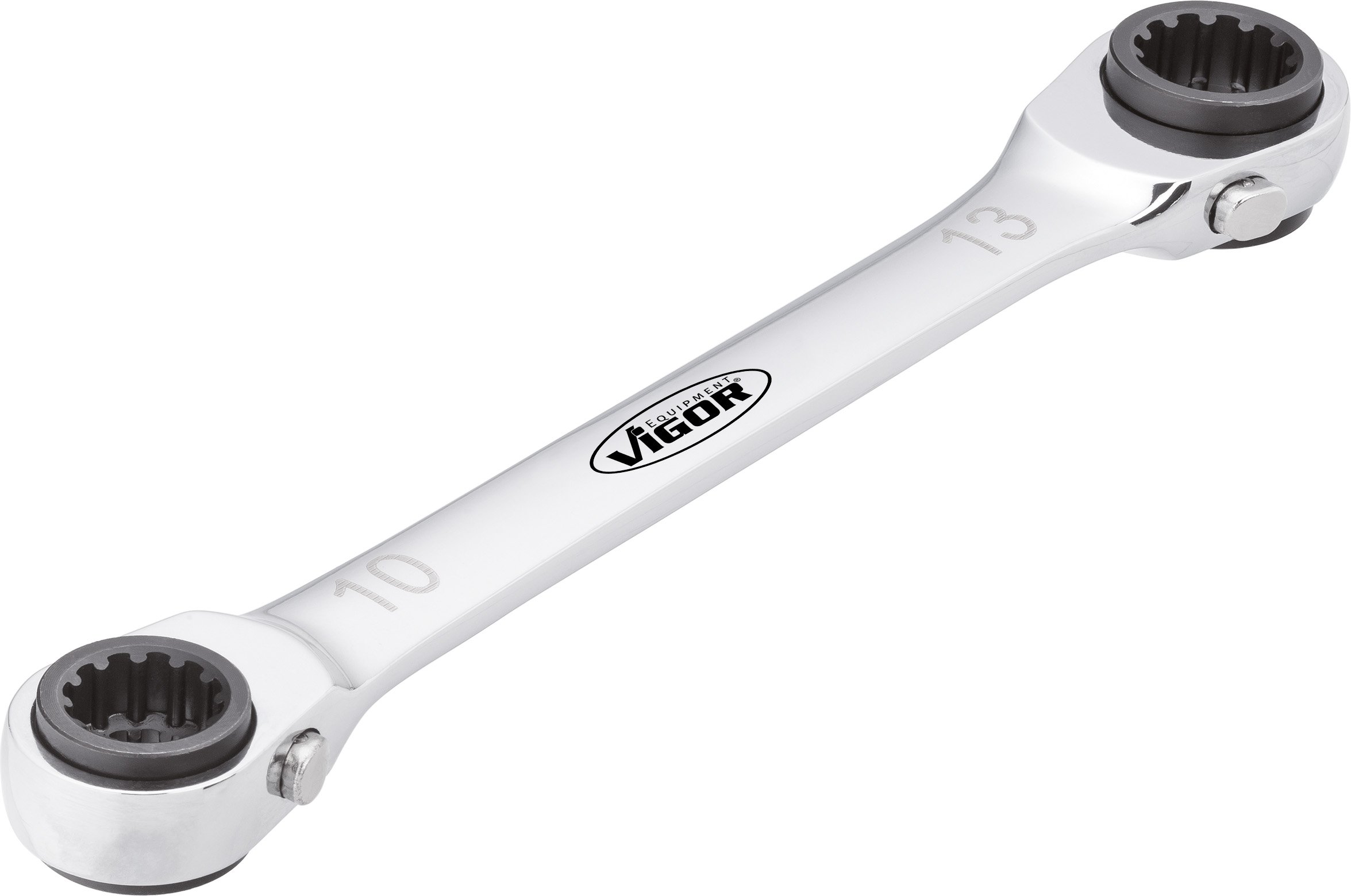 Vigor V3607 Double Ratcheting Box-End Wrench, 8 mm x 12 mm and 10 mm x 13mm