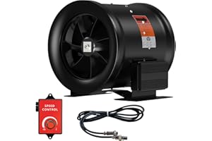 FICBXRA 12 Inch Inline Duct Fan with Speed Controller - EC Motor Ventilation Exhaust Fan for Heating Cooling Booster, Grow Tents, Hydroponics, NSK/SKF bearings, ETL Listed