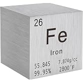 STPCTOU Iron Cube Pure Metal High Density Cube Laser Engraved for Element Collection Lab Material Periodic Table of Elements Collection DIY Teacher Science Creative Gift (1 Inch)