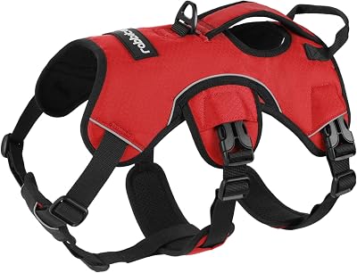 rabbitgoo Escape-Proof Dog Harness Medium with Handle Red Reflective