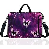 14-Inch Neoprene Laptop Shoulder Messenger Bag Case Sleeve for 13 13.3 14 14.1" Inch Notebook/Chromebook (Butterfly)