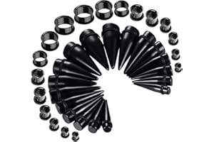 BodyJ4You 36PC Ear Stretching Kit - 00G-25mm Big Gauges - Surgical Steel Single Flare Tunnels Plugs Solid Acrylic Tapers - Stretchers Weights Expanders Eyelets