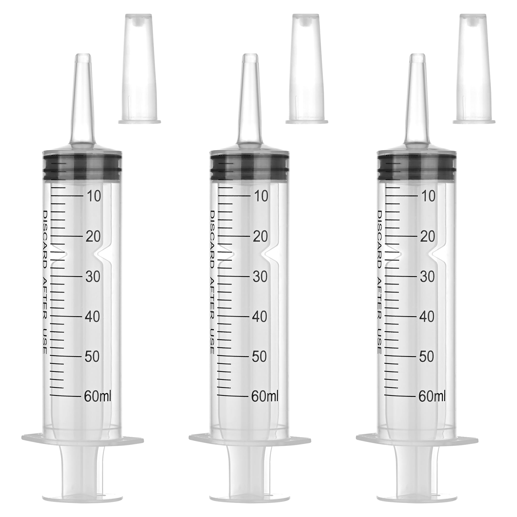 Photo 1 of 10 Pack 60 ml Syringe Without Needle, Syringe with Cap Individually Wrapped, for Liquids, Scientific Labs, Dispensing