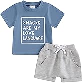 Tsultryofs Baby Boy Summer Clothes Infant Toddler Outfit Letter Graphic Print Short Sleeve T-Shirt Tops and Casual Shorts Set