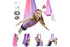 SUCHDECO Sensory Swing, Indoor & Outdoor Sensory Swing for Kids & Adults, Double Layer Therapy Cuddle Swing for Kid with Autism, Holds up to 300lbs, Pink