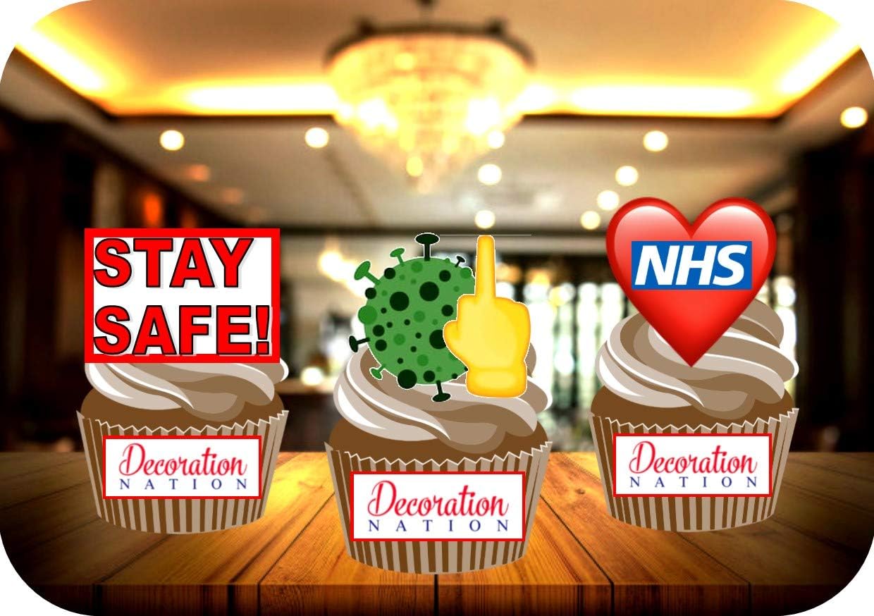 F**k Coronavirus Trio Mix Stand Up Edible Cake Toppers Decorations Cupcakes Support Our NHS Funny