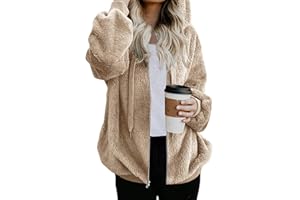 Nirovien Womens Sherpa Jacket Fuzzy Zip Up Hoodie Oversized Fleece Jackets Fluffy Coat with Pockets