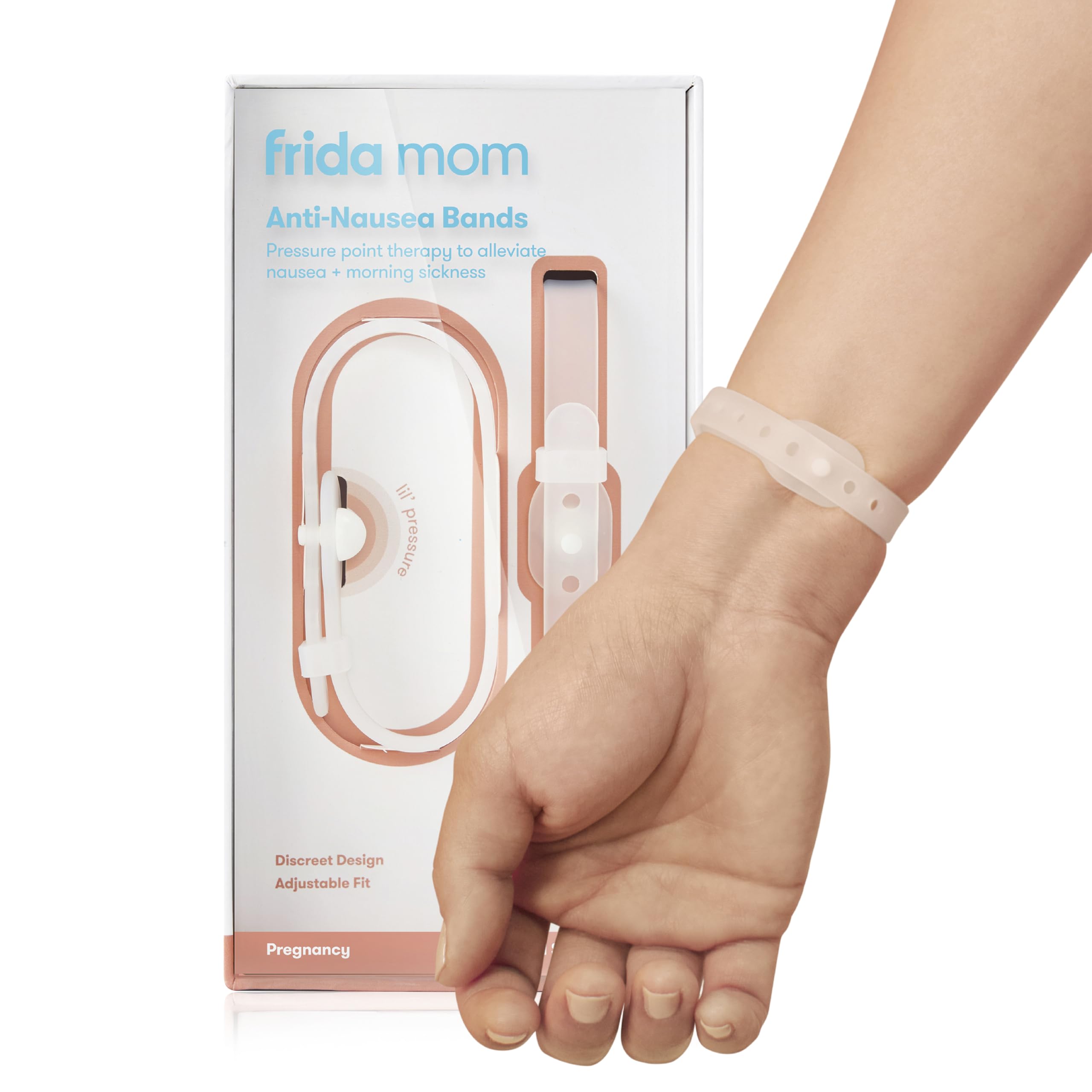 Frida Mom Nausea Bands for Morning Sickness Relief, 24/7 Support Through Pressure Point Therapy, Includes 2 Bands and Storage Case