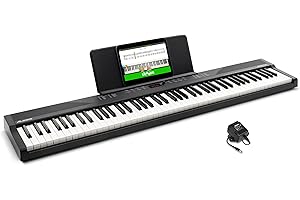 Alesis 88 Key Keyboard Piano with 480 Sounds, Speakers, USB MIDI, Sheet Music Tablet Rest, Power Adapter and Piano Lessons for Beginners