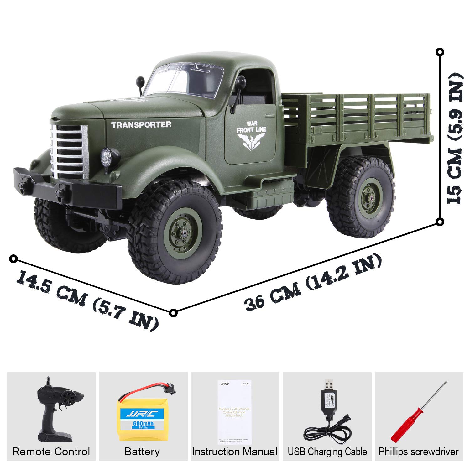 Amazon.com: RC Military Truck, 1:16 4WD Off-Road Crawler Army Car, 2.4G  Remote Control Hobby Toy RTR Car for Kids Adults Racing Training, Green:  Toys & ...