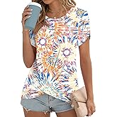 Addtoo Womens 2026 Summer Tops Casual Twist Front Blouses Short Sleeve Tshirts Fitting Tunic S-3XL