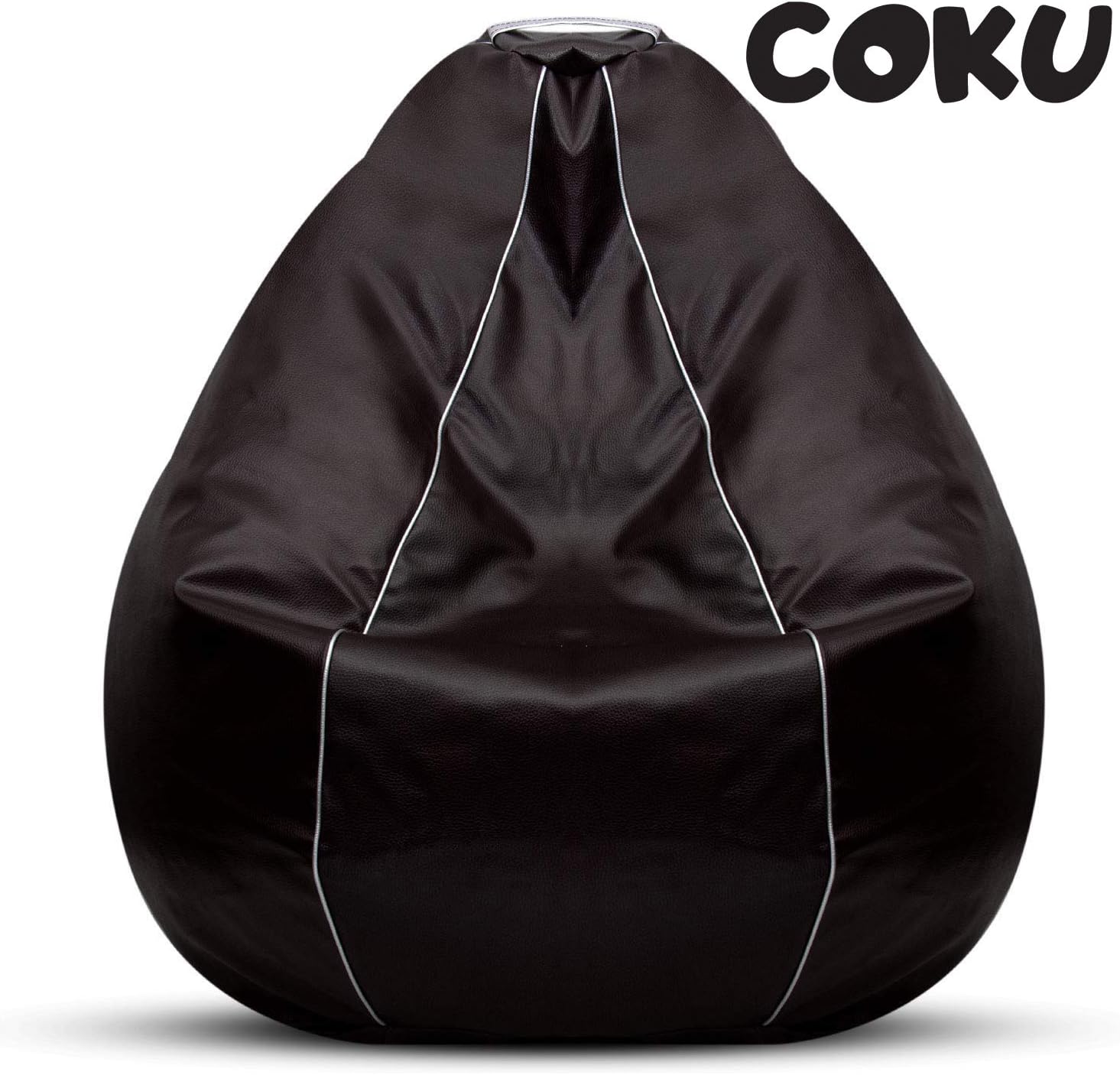 Coku XXXL Bean Bag Cover Without Beans, Heavy Duty Leatherette Ultimate Comfort Beanbag Chair for Kids, Man & Women, Home & Office (Black)