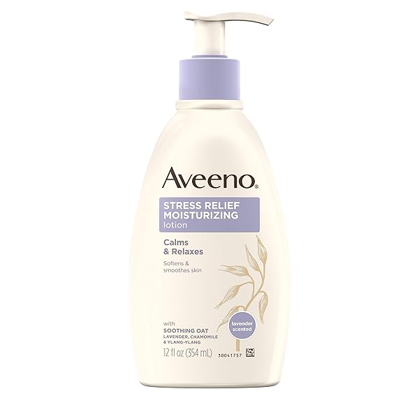 AVEENO STRESS RELIEF MOISTURIZING BODY LOTION WITH LAVENDER, NATURAL OATMEAL AND CHAMOMILE & YLANG-YLANG ESSENTIAL OILS TO CALM & RELAX, 12 FL. OZ