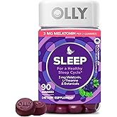 OLLY Sleep Gummy, 3mg Melatonin, L-Theanine, Chamomile, Lemon Balm, Sleep Aid, BlackBerry, 90 Count