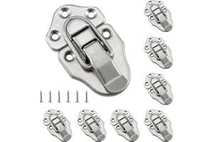 HOME MASTER HARDWARE 8 Pack Duckbilled Hasp Latch Chest Latch Toggle Hasp Latches with Screws for Jewelry Box Ordinary Box Wooden Case Furniture Decoration Satin Nickel Finish