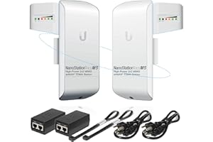 Wireless Bridge Ubiquiti LOCOM5 PRE-CONFIGURED, Bundle of 2 Ubiquiti Nanostation LOCO M5, Point to Point Outdoor WiFi Bridge,