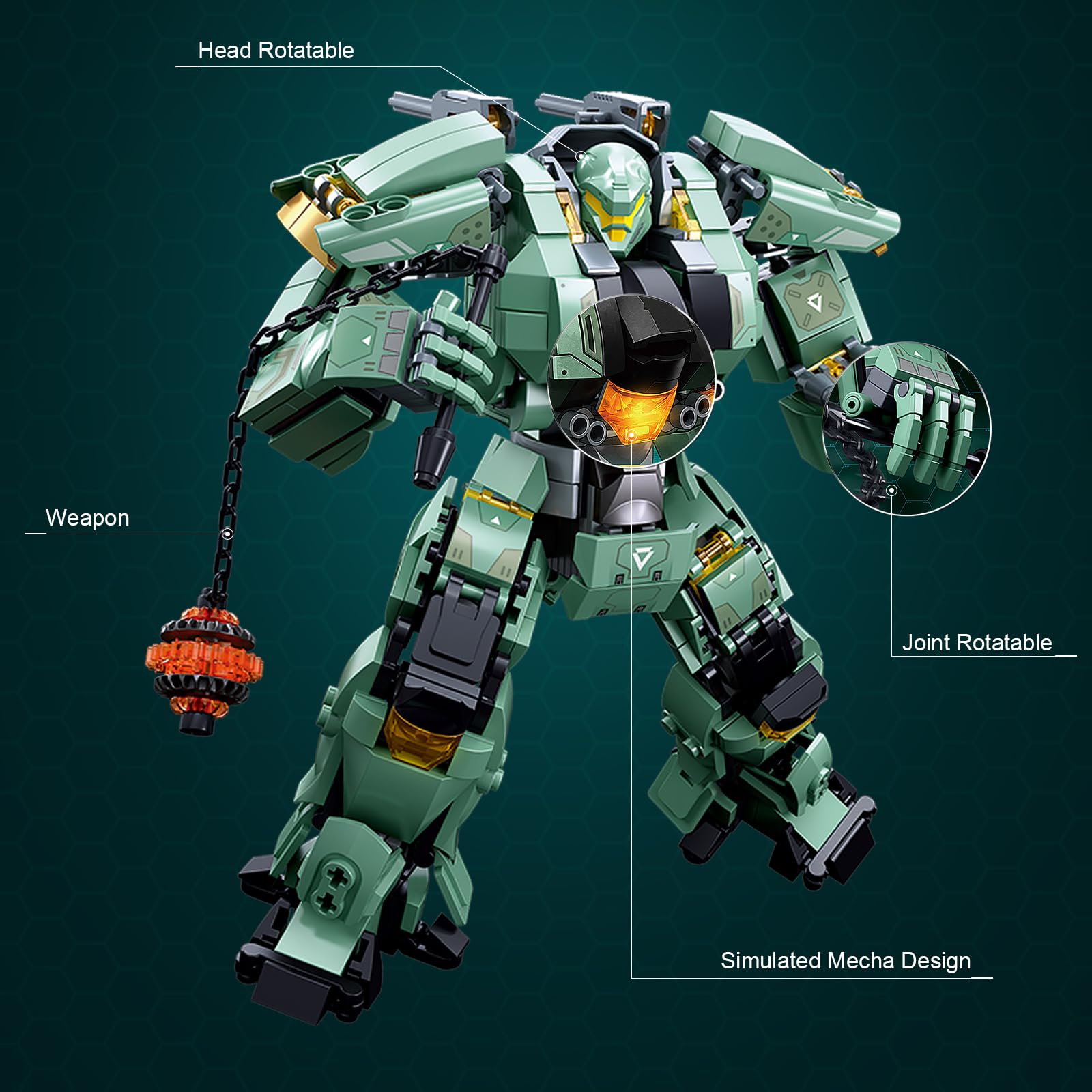 HIGH GODO Transforming Mech Robot Building Blocks Set,Destroy Warrior City Action Mech Model Building Kit, 542 Pieces Cool Robots Toys Gift for Adults and Teens 14+