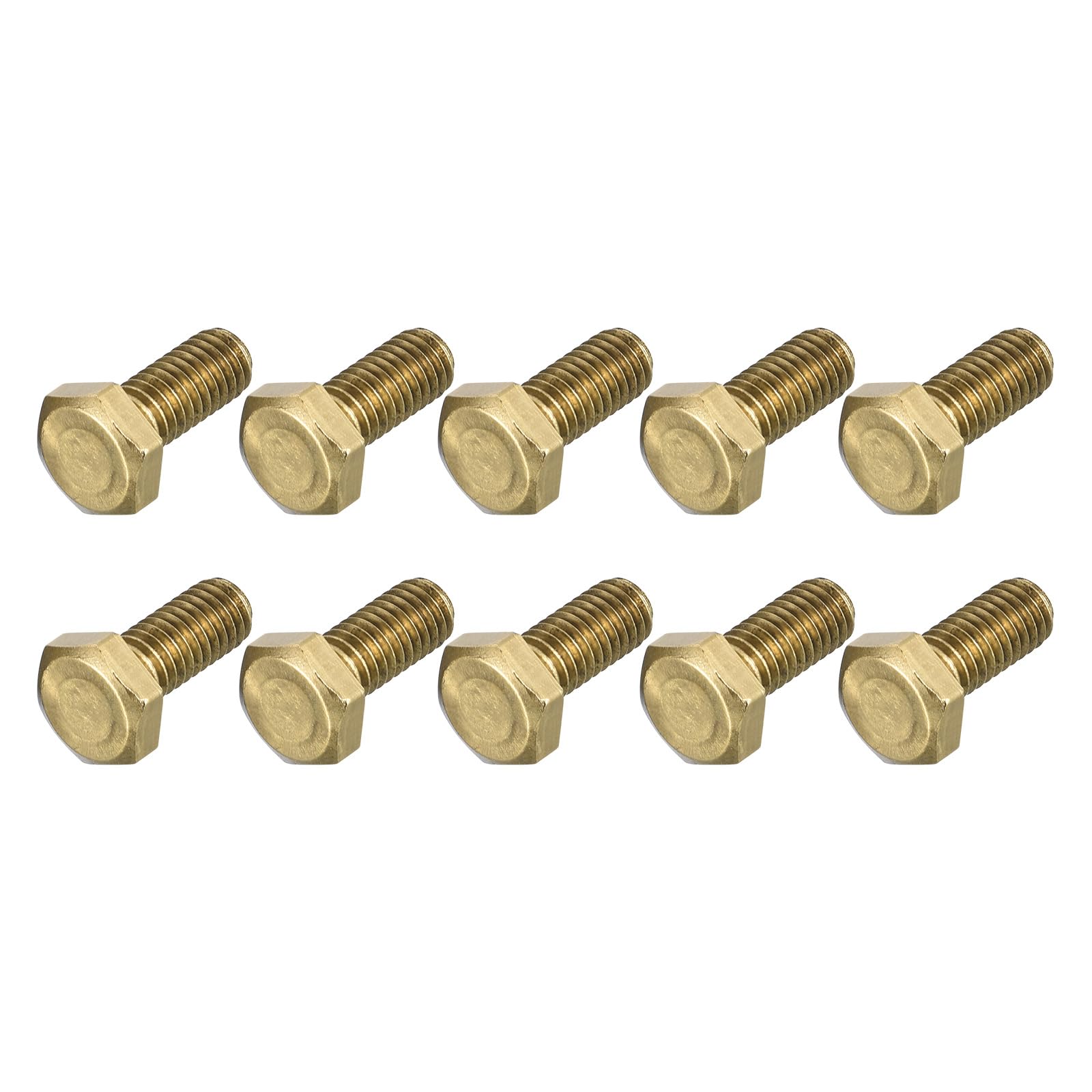 METALLIXITY Hex Head Screw Bolt (M6-1x14mm) 10Pcs, Brass Fully Threaded Solid Brass Hex Bolts Machine Screws - for Machinery Repair