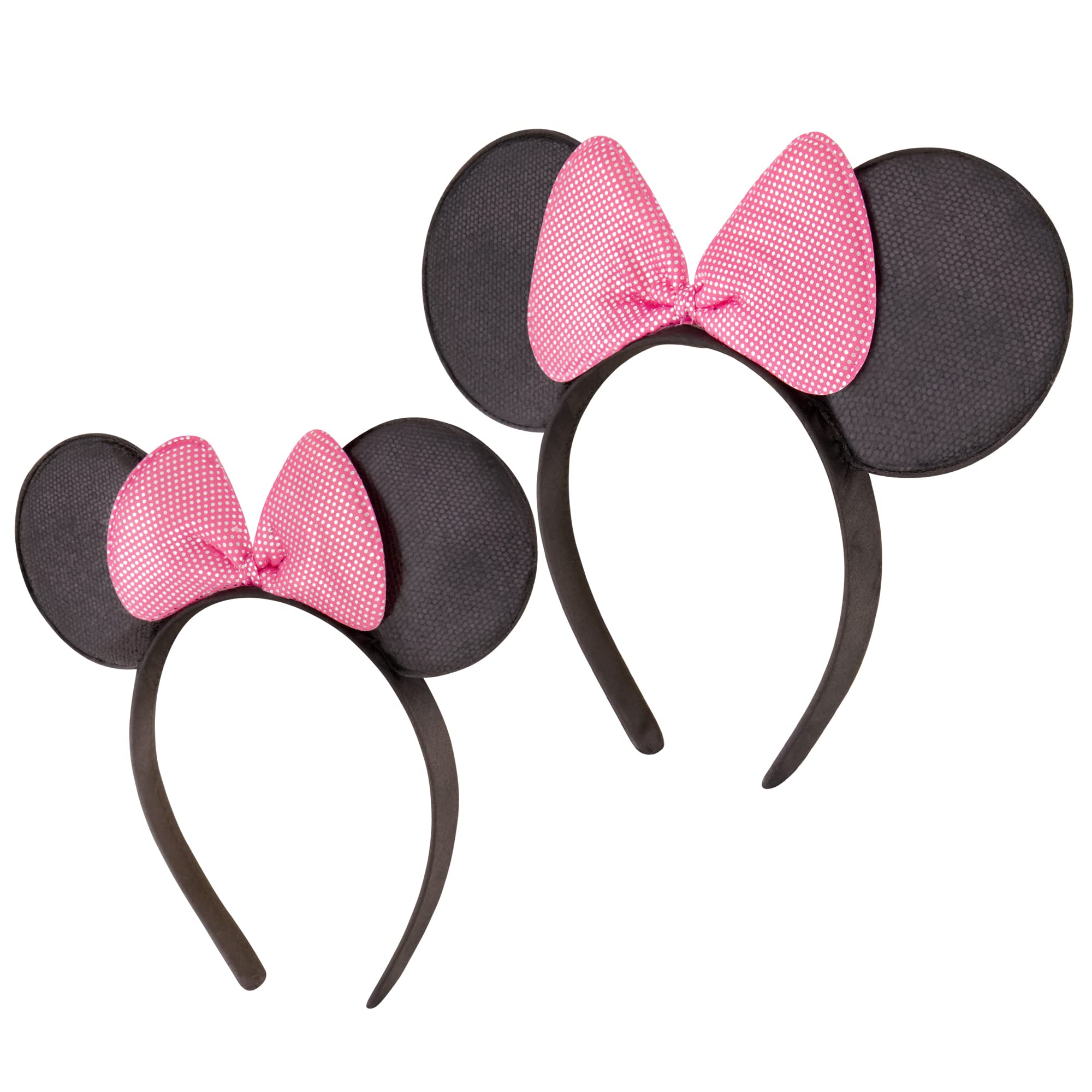 ABG Accessories Girls Minnie Mouse Ears Headbands, Set Of 2 For Mommy And Me, Matching for Adult and Little Girl, Pink Glitter, Age 2-7