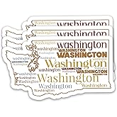 (3PCS) Washington State Map Sticker – Washington Word Art Decal | Waterproof US State Outline Vinyl Stickers for Water Bottles, Laptops, Scrapbooking, Travel Gift, Local Pride 3" x 1.7 "