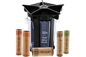 LOQJSS Coin Counter Coin Sorter Tube, Coin Sorter with Coin Wrappers, 5-in-1 Change Sorter Change Counter Machine, Coin Organizer & Coin Holder Coin Roller, Quick & Easy, Accurate & Simple