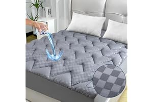 WABUPD Twin Mattress Topper Mattress Protector, Cooling Mattress Topper, Waterproof Mattress Protector, Soft Mattress Pad with 8-21IN Deep Pocket Mattress Cover Twin Size Bed (Grey,Twin 39×75)