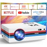 FUDONI Smart Projector, Compatible with Netflix, 4K Support, WiFi Bluetooth | Native 1080P, 2000 ANSI, Electric Focus Auto Keystone, Max 300" Screen, for Bedroom, Home Theater, Office, Classroom, Outdoor