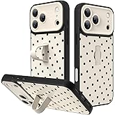 KANGHAR Compatible with iPhone 17 Pro Case White Dot Pattern Cute Wristband Stand Phone Cover for Women Girls Men Shockproof Slim Protective Cover Phone 17 Pro 6.1 Inch