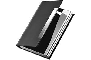 Padike Business Card Holder/ Case Professional PU Leather & Stainless Steel Multi Wallet Credit Card ID Case/Holder for Men & Women. (Black)