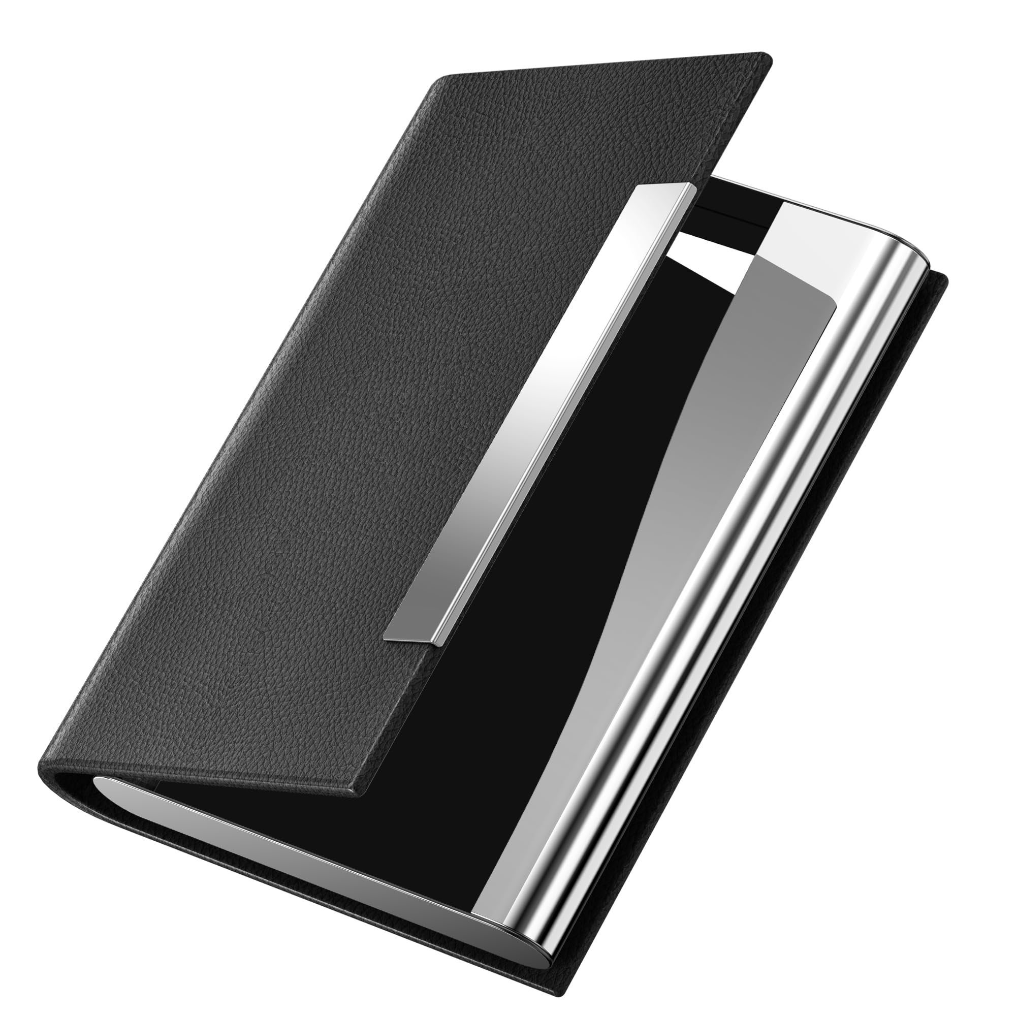 Photo 1 of Padike Business Card Holder/ Case Professional PU Leather & Stainless Steel Multi Wallet Credit Card ID Case/Holder for Men & Women. (Black)