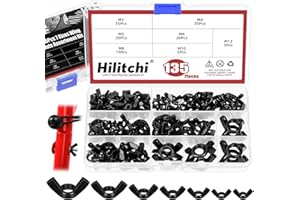 Hilitchi 135Pcs Metric Wing Nuts Assortment Kits M3 M4 M5 M6 M8 M10 M12 Carbon Steel Butterfly Nut Black Butterfly Nut Wing N