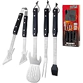 Gifts for Men - BBQ Grilling Set, 4-Piece Heavy Duty Stainless Steel Barbeque Tools - Unique Gifts for Dad, Father, Music Lovers, Perfect Barbecue Accessories for Indoor & Outdoor Use (Guitar Design)