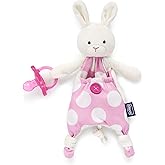 Chicco Pocket Buddies Soft Pacifier Holder-Lovey, Soothing Plush Toy Animal 0m+, Pink Bunny