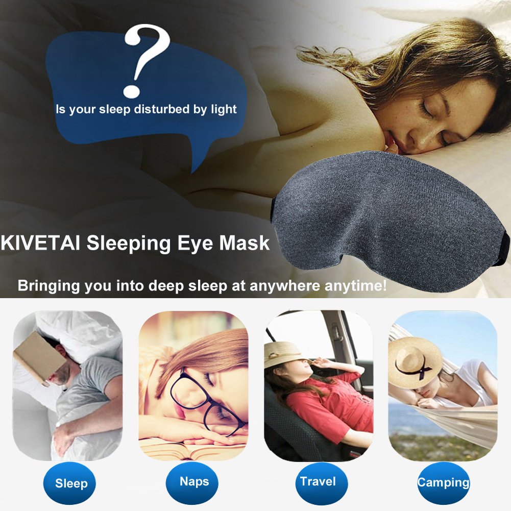 Sleep Mask 3D Eye Mask for Sleeping with Anti-noise Earplugs Super Soft Blindfold Eye Shades for Men Women Students Using at Home Travel Office Naps Shift Work